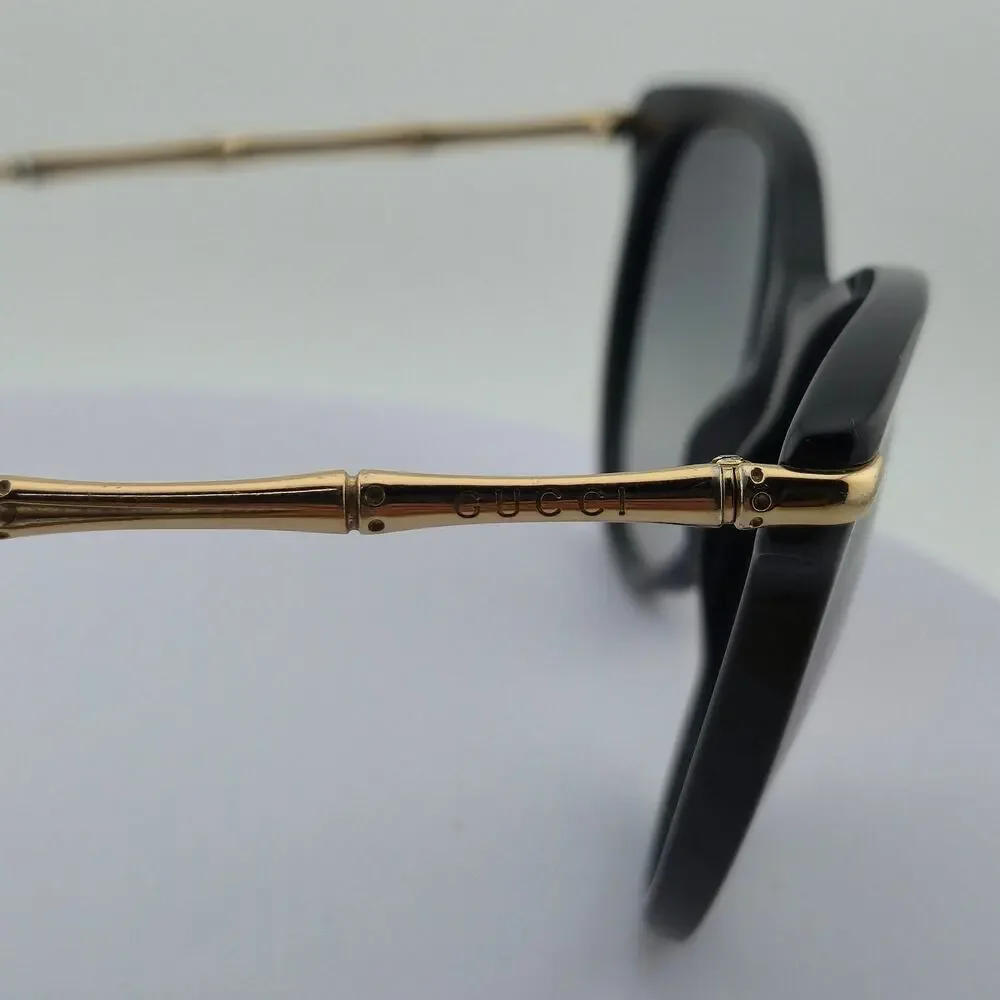Vintage Gucci Black Cat Eye Frame Bamboo Temple Sunglasses